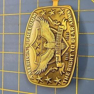America's Freedom 2nd Amendment The Right Bear Arms Silver Pewter Buckle